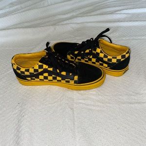 BlackAnd Yellow Checkerd Vans Velvet